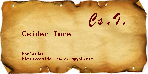 Csider Imre névjegykártya